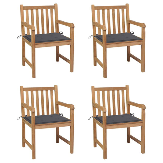 Garden Chairs 4 Pcs With Cushions Solid Teak Wood