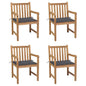 Garden Chairs 4 Pcs With Cushions Solid Teak Wood