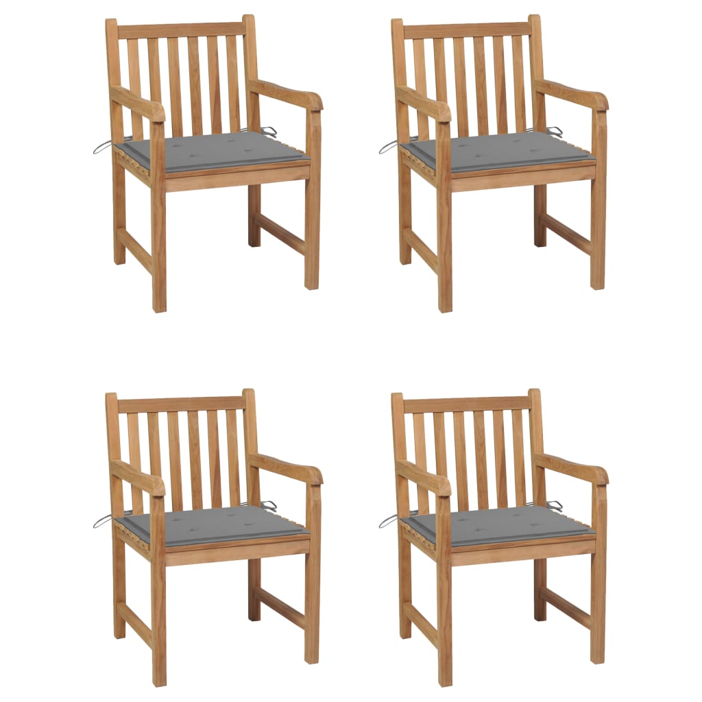 Garden Chairs 4 Pcs With Cushions Solid Teak Wood