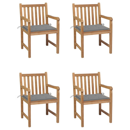 Garden Chairs 4 Pcs With Cushions Solid Teak Wood