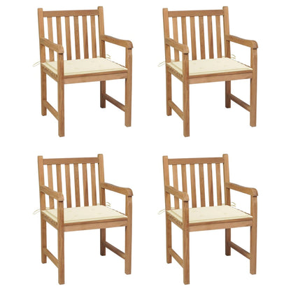 Garden Chairs 4 Pcs With Cushions Solid Teak Wood