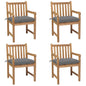 Garden Chairs 2 Pcs With Cushions Solid Teak Wood