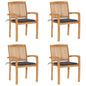 Stacking Garden Chairs With Cushions 4 Pcs Solid Teak Wood