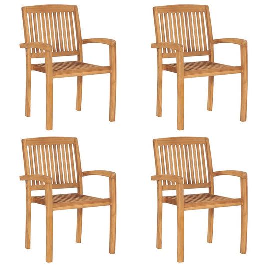 Stacking Garden Chairs With Cushions 4 Pcs Solid Teak Wood