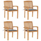 Stacking Garden Chairs With Cushions 4 Pcs Solid Teak Wood
