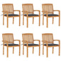 Stacking Garden Chairs With Cushions 4 Pcs Solid Teak Wood