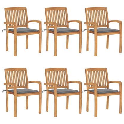 Stacking Garden Chairs With Cushions 4 Pcs Solid Teak Wood