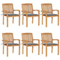 Stacking Garden Chairs With Cushions 4 Pcs Solid Teak Wood