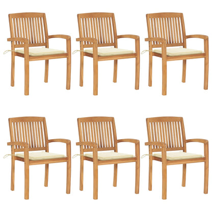 Stacking Garden Chairs With Cushions 4 Pcs Solid Teak Wood