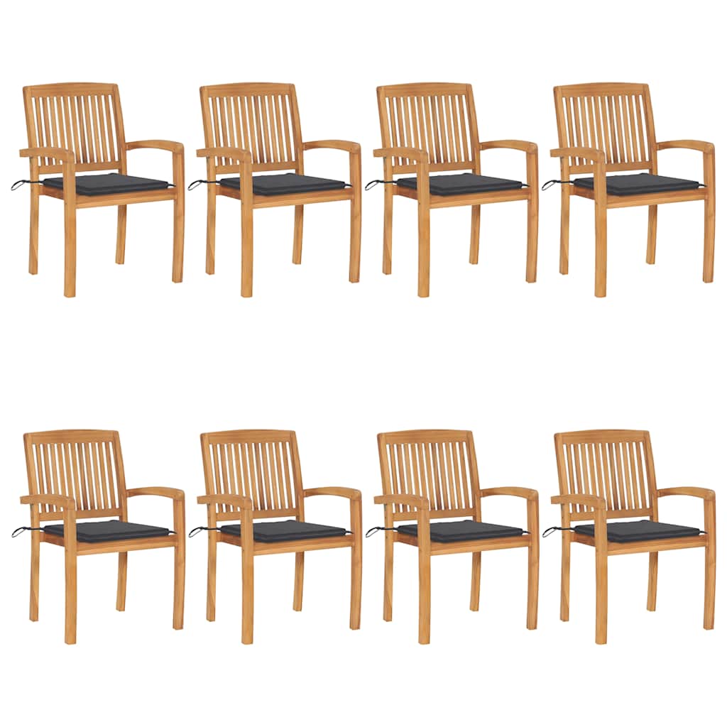 Stacking Garden Chairs With Cushions 4 Pcs Solid Teak Wood