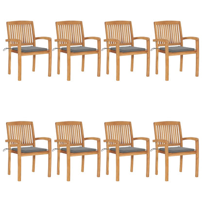 Stacking Garden Chairs With Cushions 4 Pcs Solid Teak Wood
