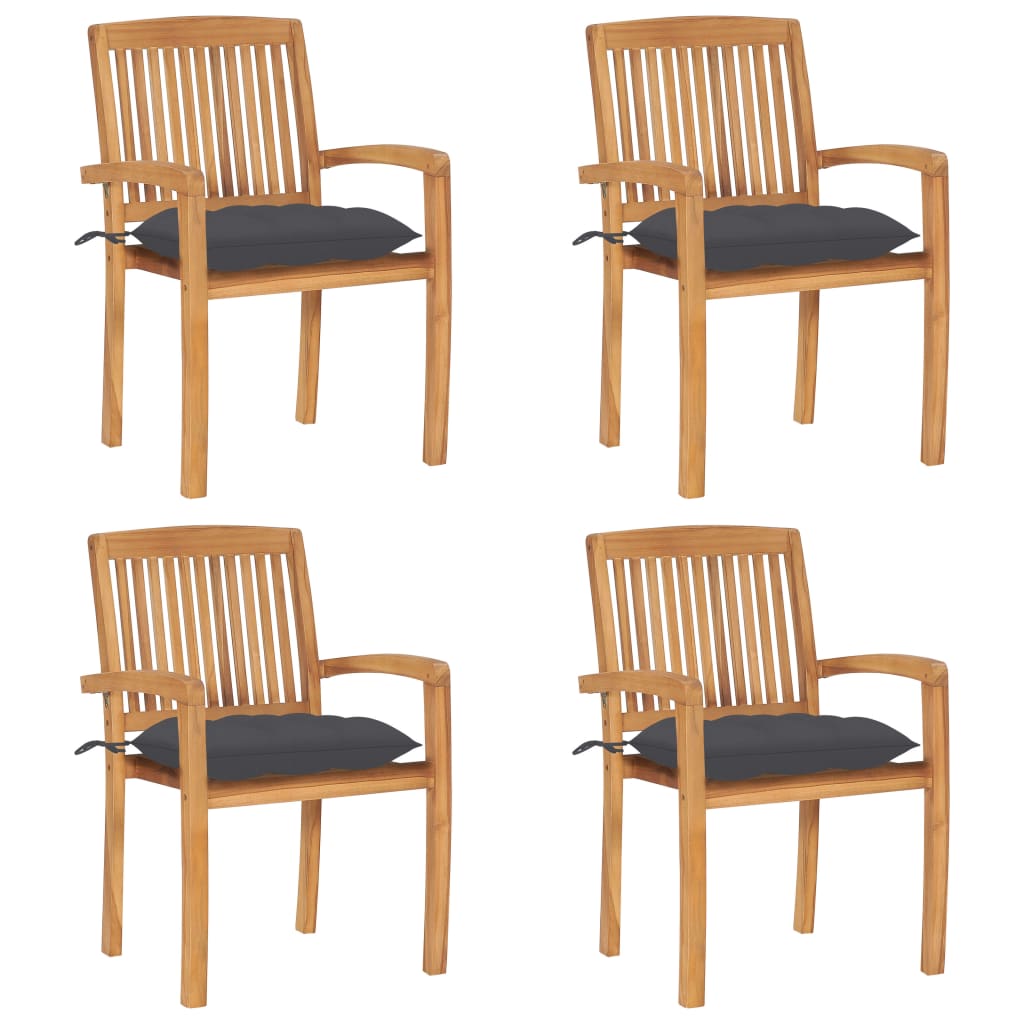 Garden Chairs 2 Pcs With Cushions Solid Teak Wood