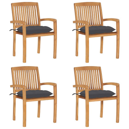 Garden Chairs 2 Pcs With Cushions Solid Teak Wood