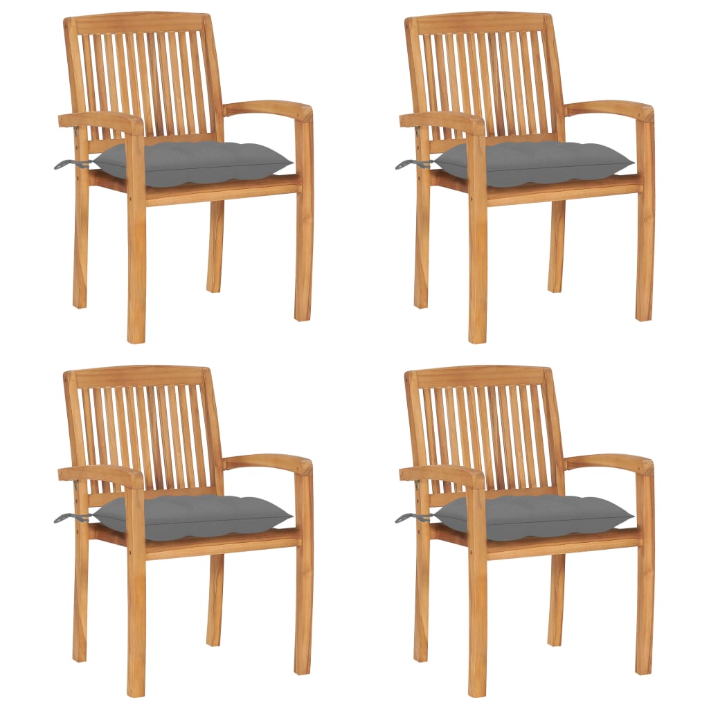 Garden Chairs 2 Pcs With Cushions Solid Teak Wood