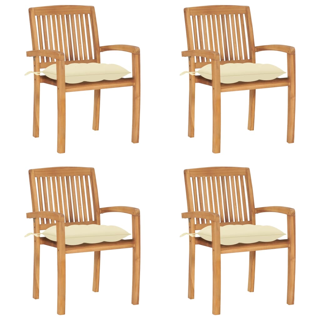 Garden Chairs 2 Pcs With Cushions Solid Teak Wood