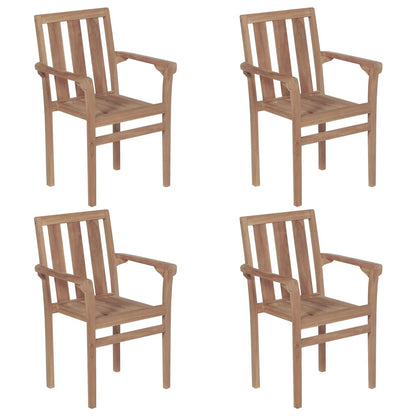 Stackable Garden Chairs 4 Pcs Solid Teak Wood