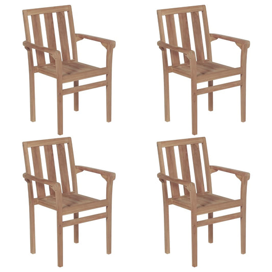 Stackable Garden Chairs 4 Pcs Solid Teak Wood