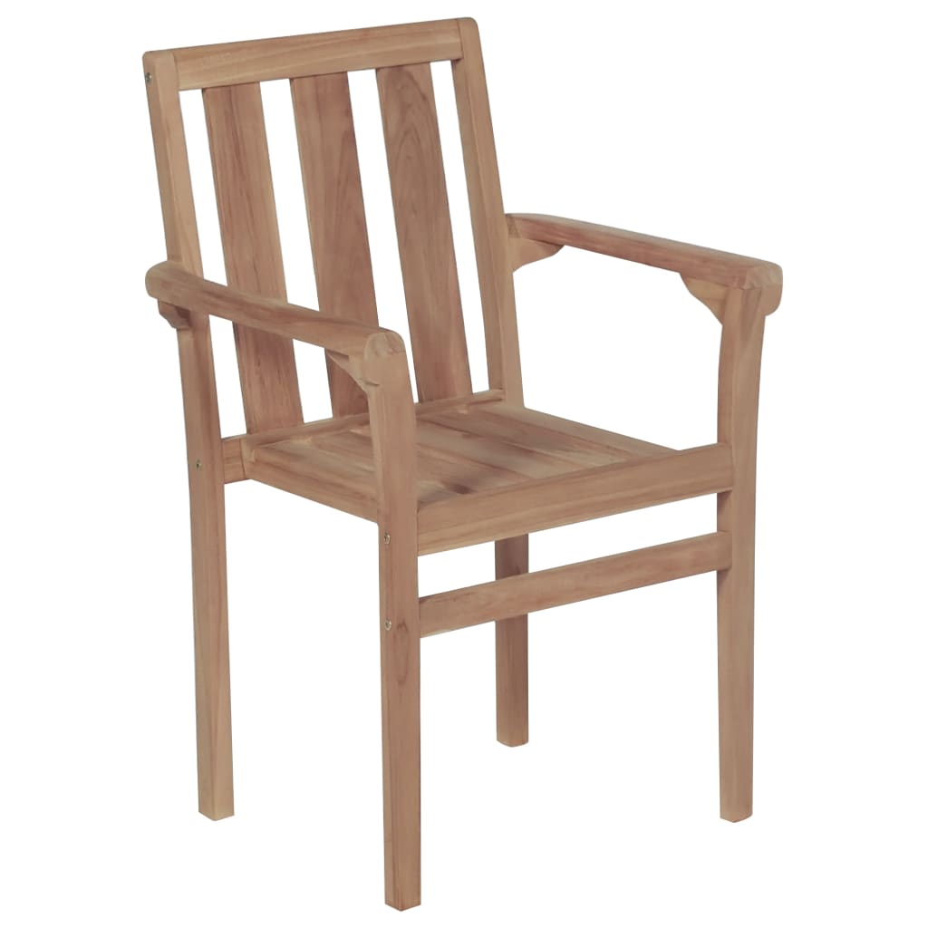 Stackable Garden Chairs 4 Pcs Solid Teak Wood