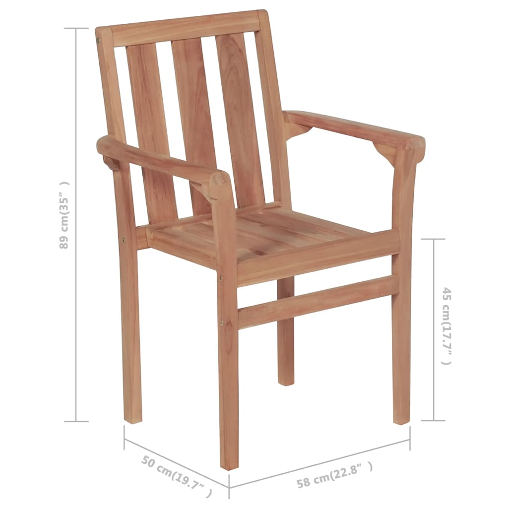 Stackable Garden Chairs 4 Pcs Solid Teak Wood