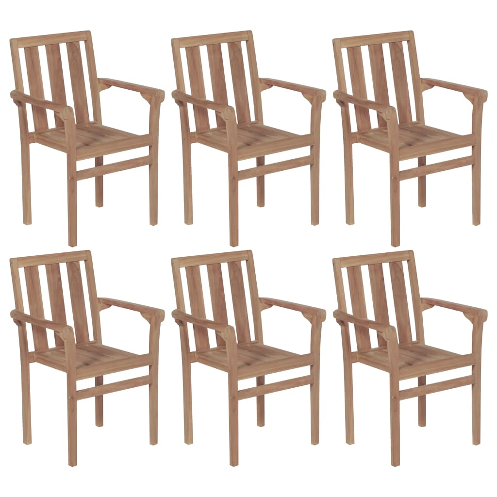 Stackable Garden Chairs 4 Pcs Solid Teak Wood