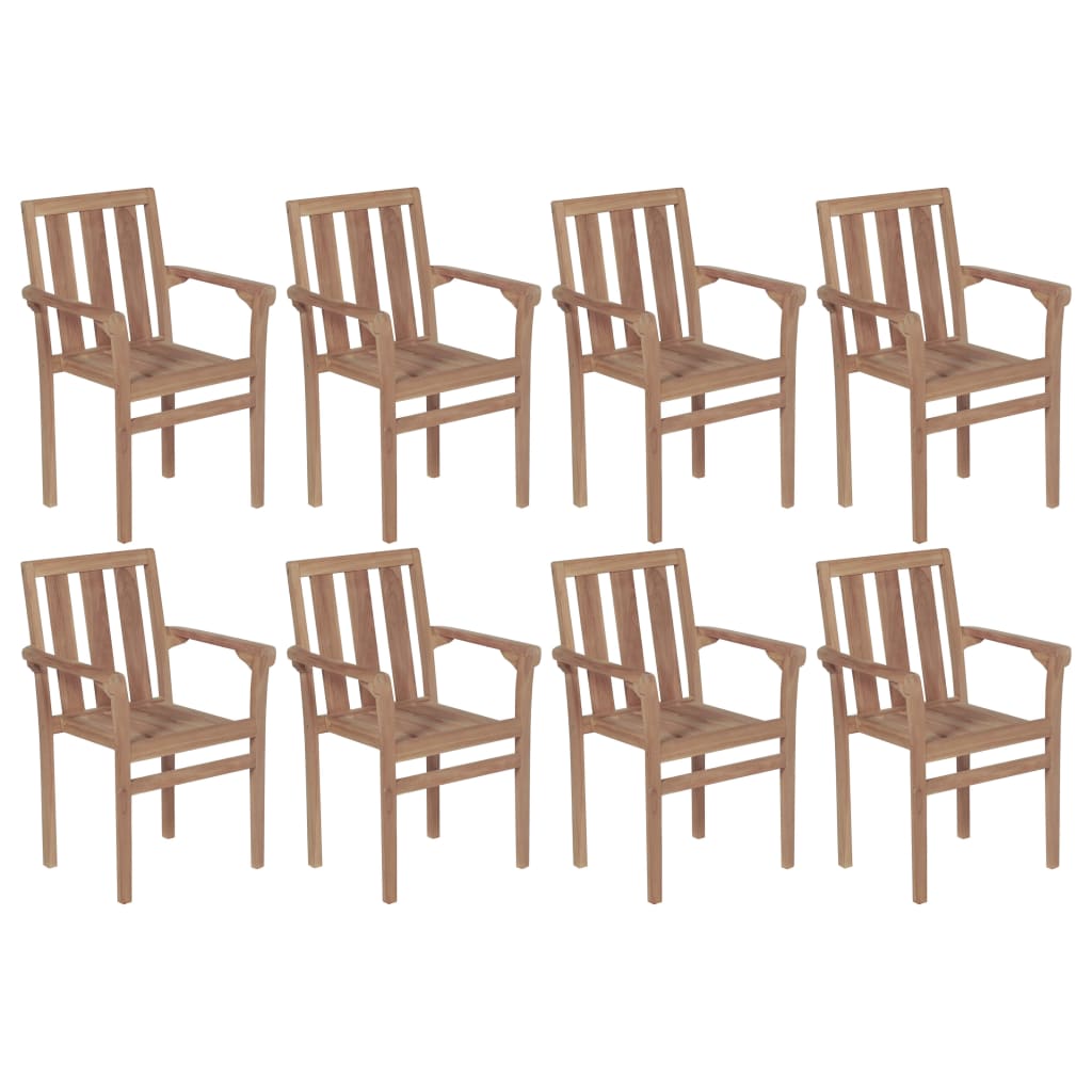 Stackable Garden Chairs 4 Pcs Solid Teak Wood
