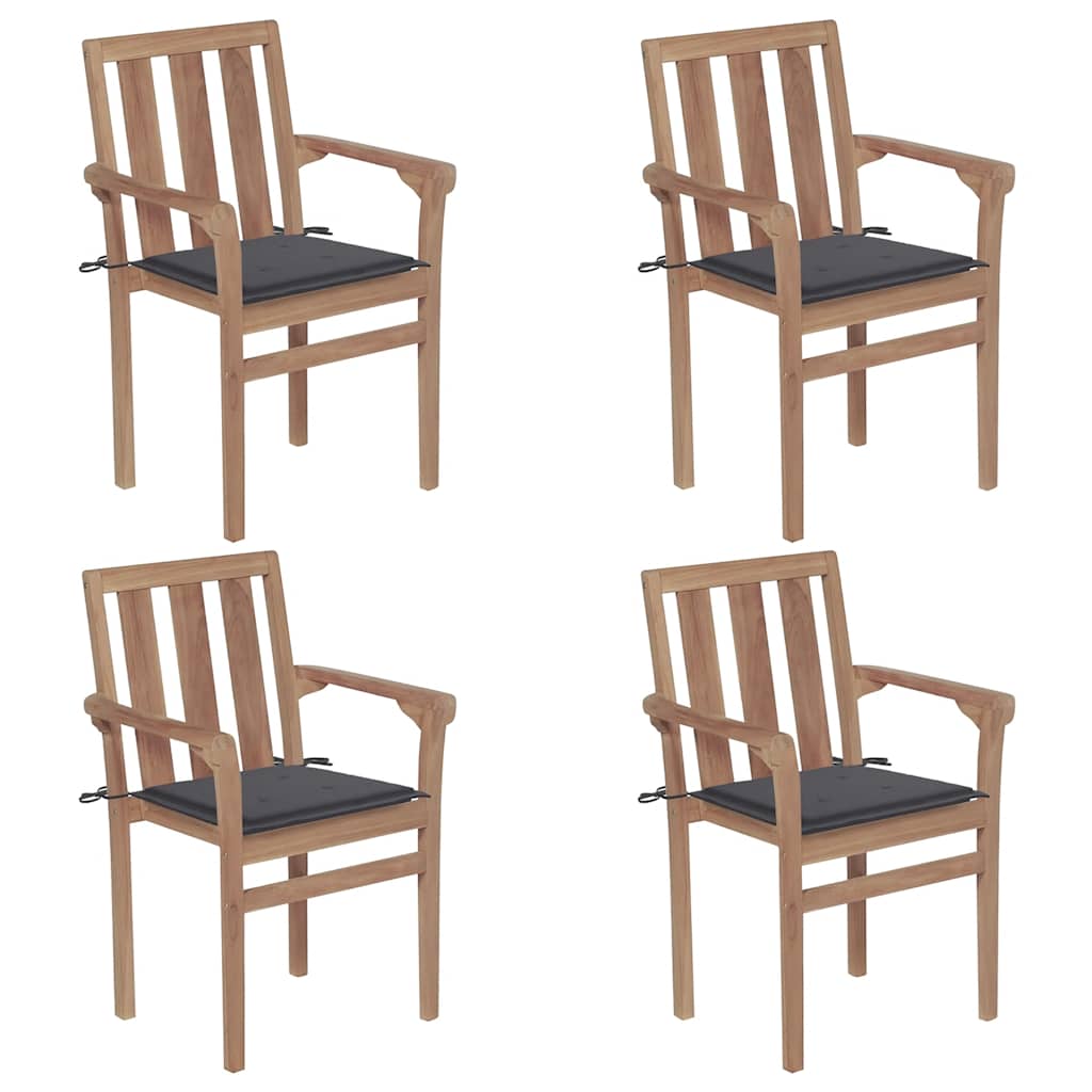 Garden Chairs 2 Pcs With Cushions Solid Teak Wood