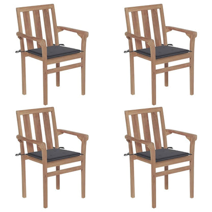 Garden Chairs 2 Pcs With Cushions Solid Teak Wood