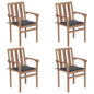 Garden Chairs 2 Pcs With Cushions Solid Teak Wood