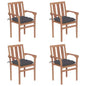 Garden Chairs 2 Pcs With Cushions Solid Teak Wood