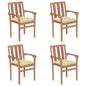 Garden Chairs 2 Pcs With Cushions Solid Teak Wood