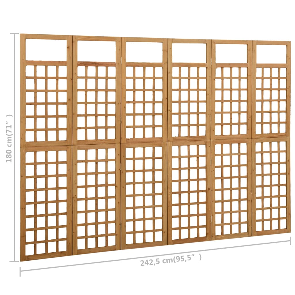 6-Panel Room Divider/Trellis Solid Fir Wood 242.5X180 Cm