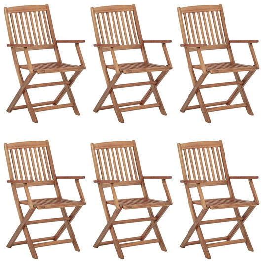 Folding Outdoor Chairs 6 Pcs Solid Acacia Wood