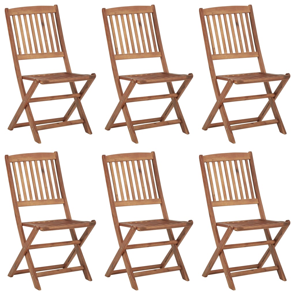 Folding Outdoor Chairs 6 Pcs Solid Acacia Wood