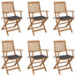 Folding Garden Chairs 6 Pcs With Cushions Solid Acacia Wood