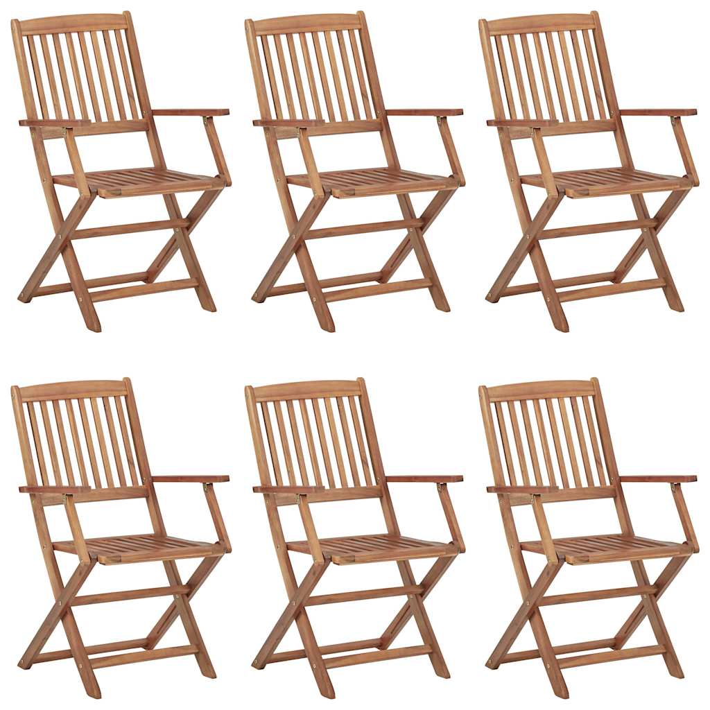 Folding Garden Chairs 6 Pcs With Cushions Solid Acacia Wood