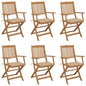 Folding Garden Chairs 6 Pcs With Cushions Solid Acacia Wood