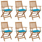 Folding Garden Chairs 6 Pcs With Cushions Solid Acacia Wood