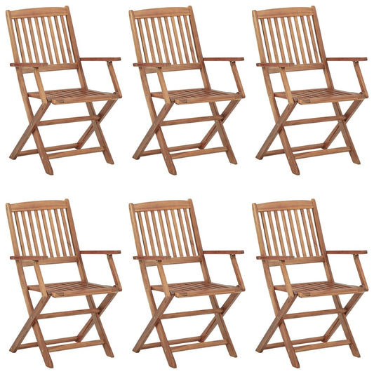 Folding Garden Chairs 6 Pcs With Cushions Solid Acacia Wood