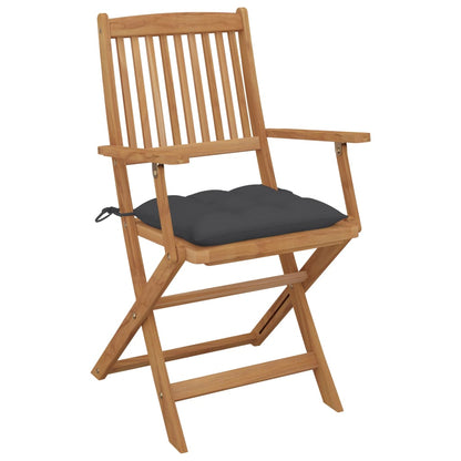 Folding Garden Chairs 6 Pcs With Cushions Solid Acacia Wood