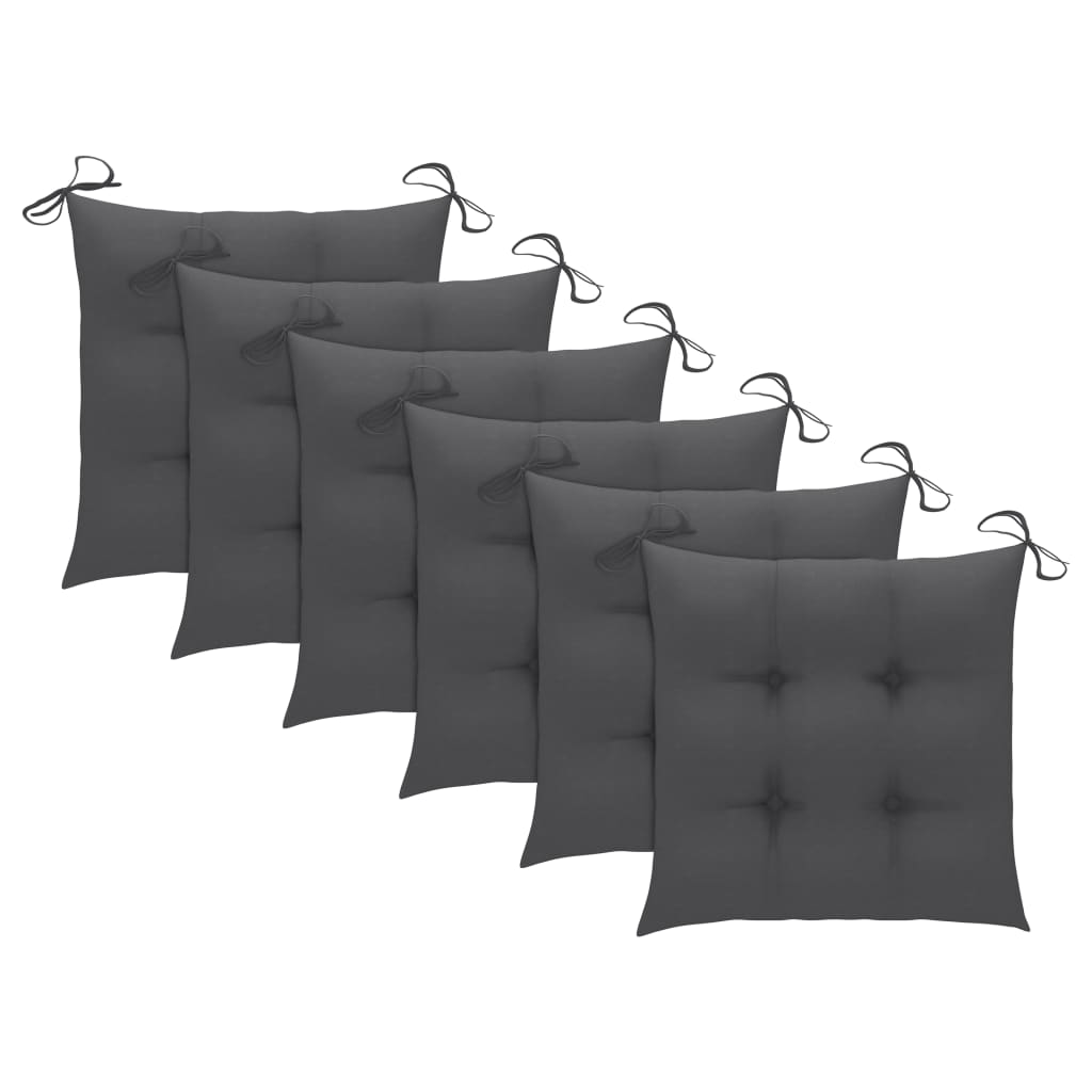 Folding Garden Chairs 6 Pcs With Cushions Solid Acacia Wood