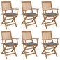 Folding Garden Chairs 6 Pcs With Cushions Solid Acacia Wood