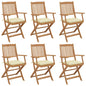 Folding Garden Chairs 6 Pcs With Cushions Solid Acacia Wood