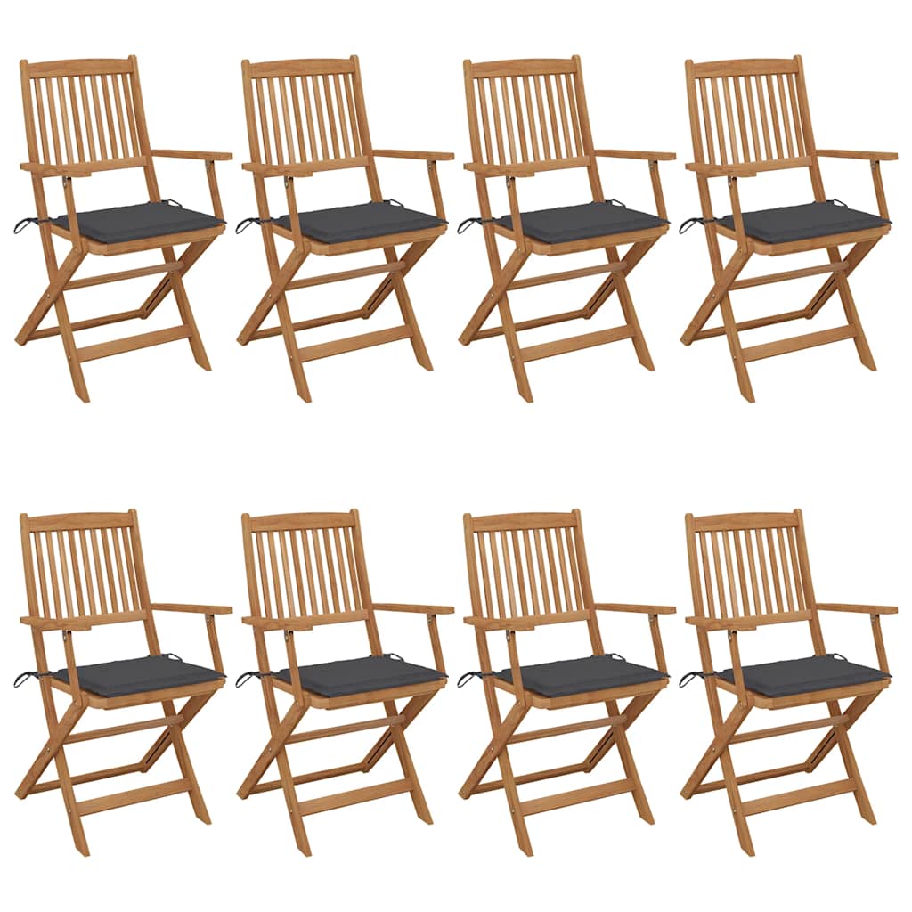 Folding Garden Chairs 6 Pcs With Cushions Solid Acacia Wood