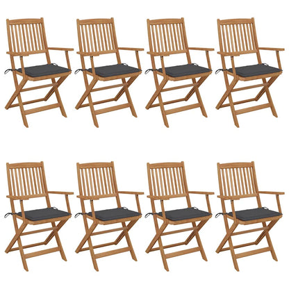 Folding Garden Chairs 6 Pcs With Cushions Solid Acacia Wood