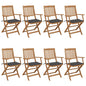 Folding Garden Chairs 6 Pcs With Cushions Solid Acacia Wood