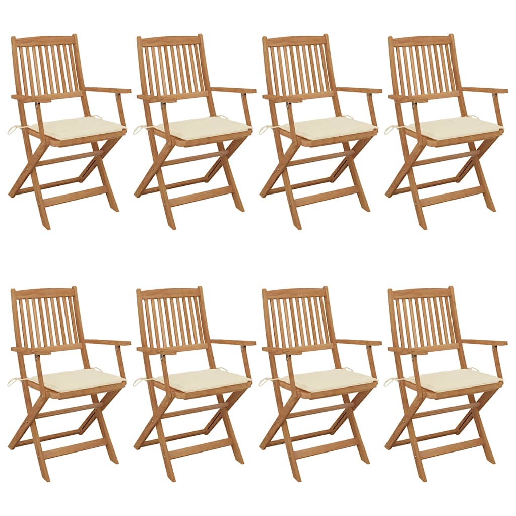 Folding Garden Chairs 6 Pcs With Cushions Solid Acacia Wood