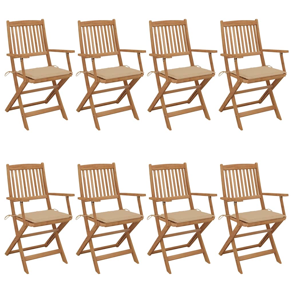 Folding Garden Chairs 6 Pcs With Cushions Solid Acacia Wood