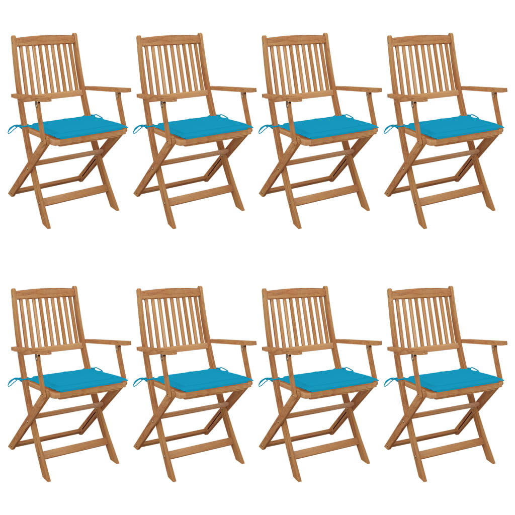 Folding Garden Chairs 6 Pcs With Cushions Solid Acacia Wood