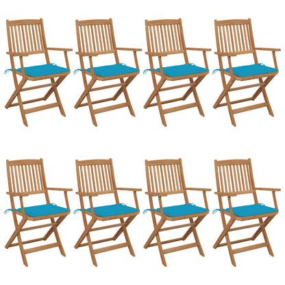 Folding Garden Chairs 6 Pcs With Cushions Solid Acacia Wood