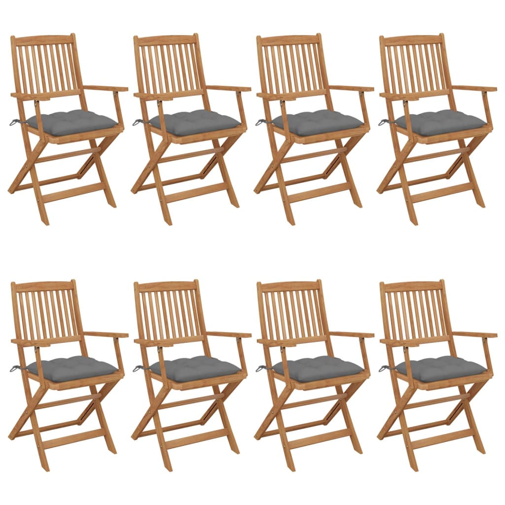 Folding Garden Chairs 6 Pcs With Cushions Solid Acacia Wood